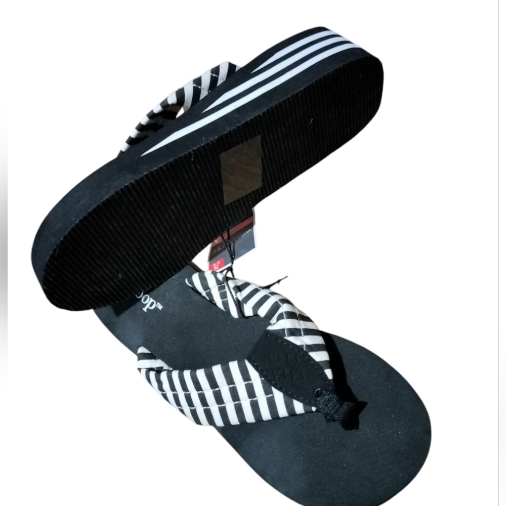 West Loop Striped Black and White Kids Flip Flops